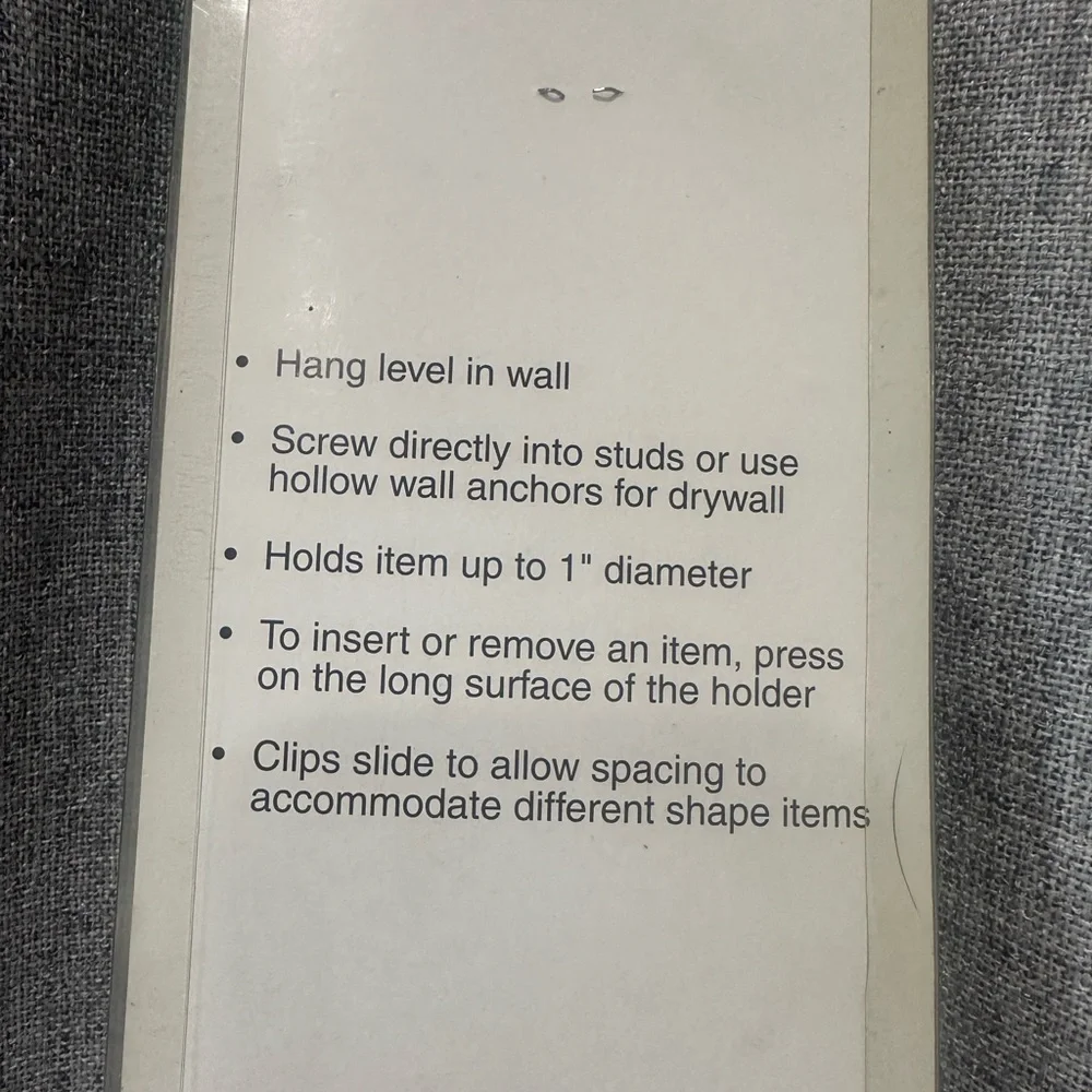 Symmetry spring grip Wall Organizer with White Holders. NWT.
